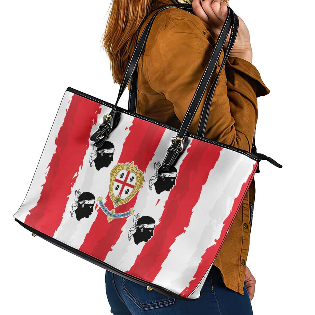 Italy Sardinia Leather Tote Bag Moor's Head With Coat Of Arms - Wonder Print Shop