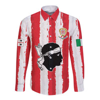 Italy Sardinia Long Sleeve Button Shirt Moor's Head With Coat Of Arms LT19