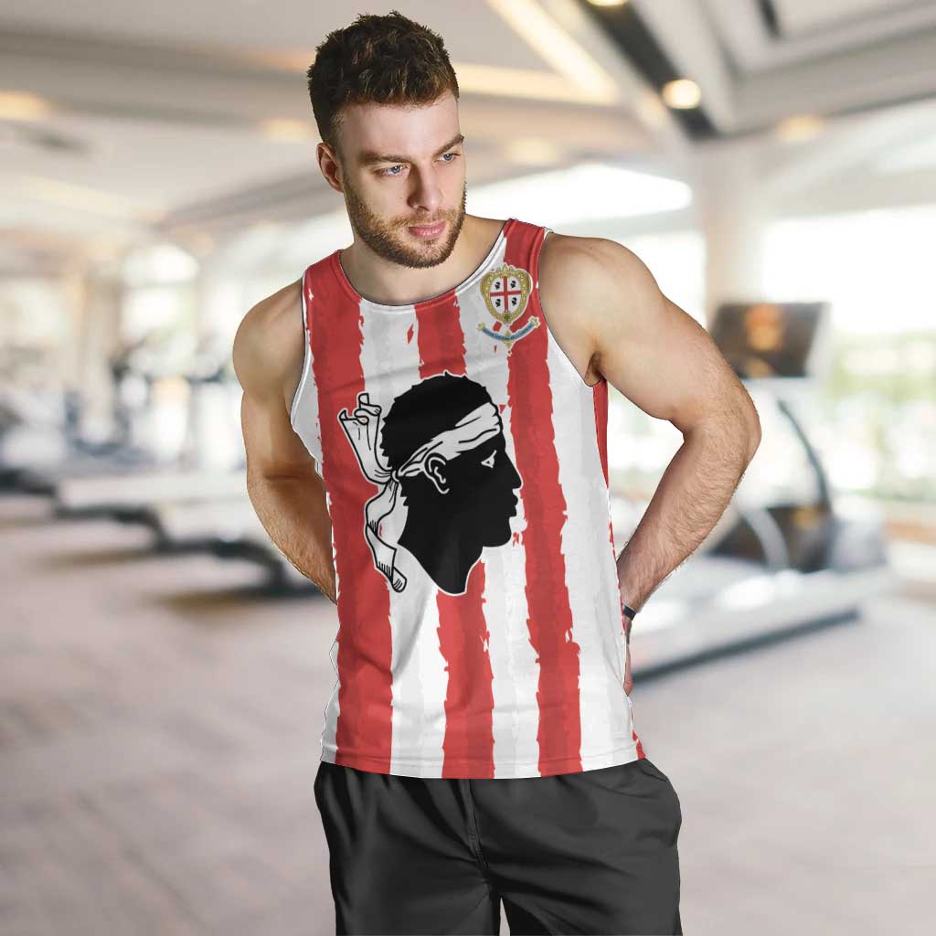 Italy Sardinia Men Tank Top Moor's Head With Coat Of Arms LT19