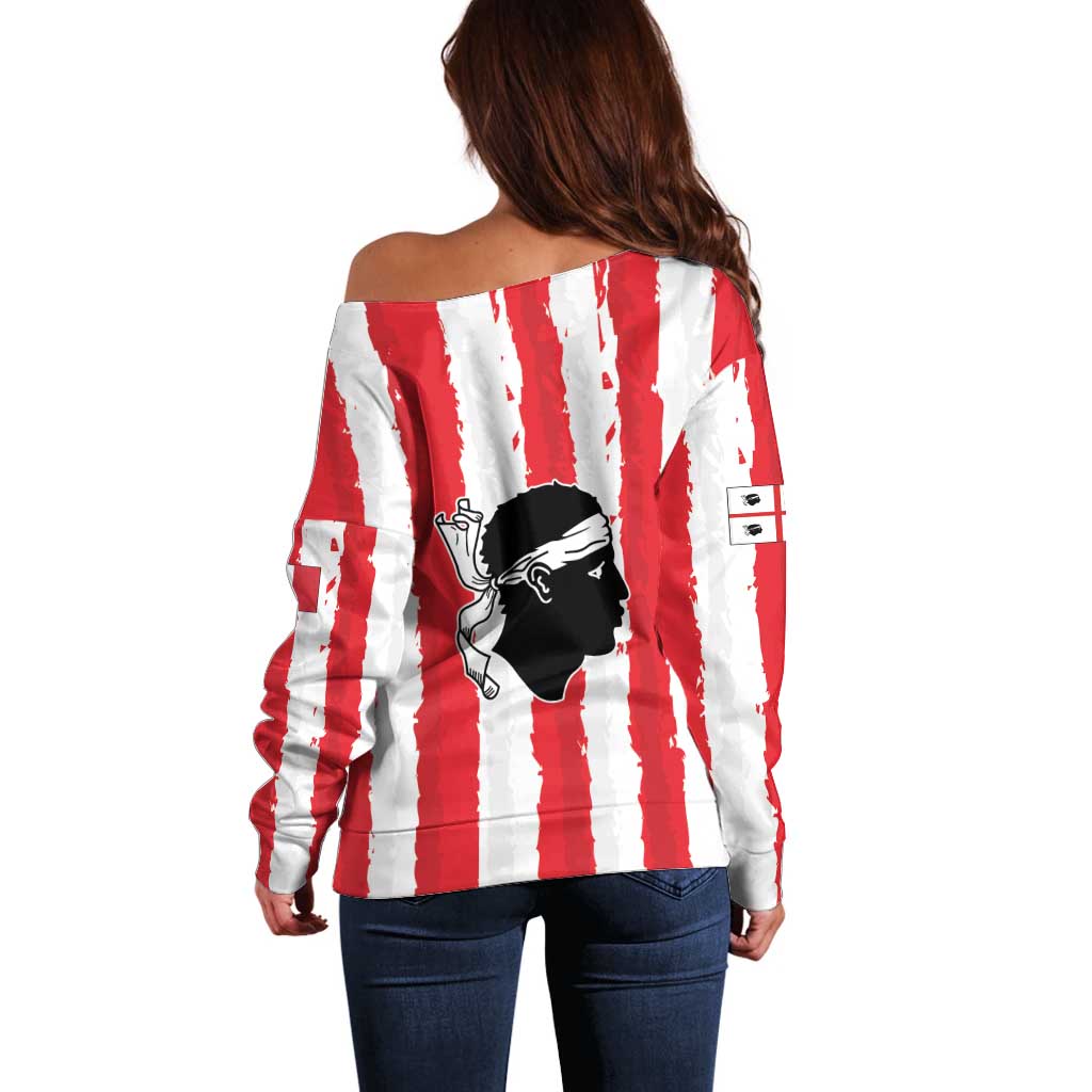 Italy Sardinia Off Shoulder Sweater Moor's Head With Coat Of Arms LT19
