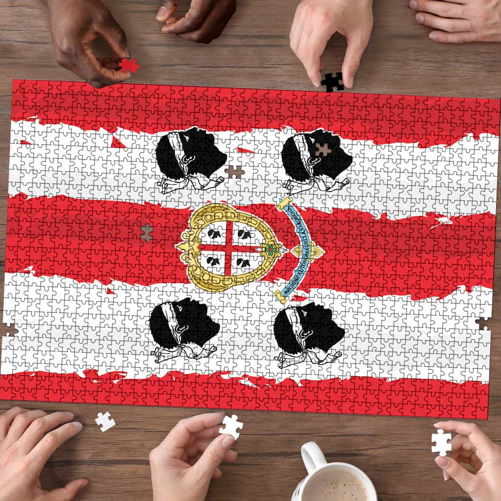 Italy Sardinia Puzzle Moor's Head With Coat Of Arms - Wonder Print Shop