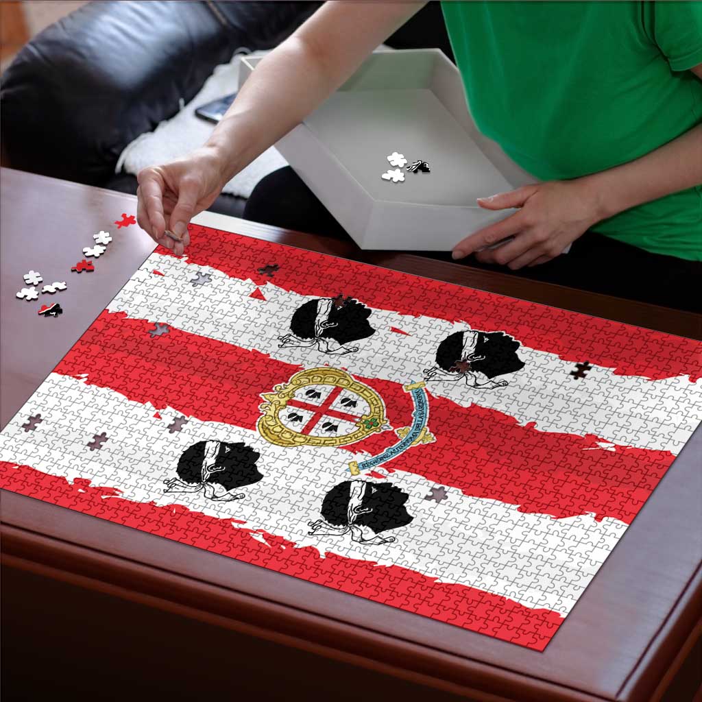 Italy Sardinia Puzzle Moor's Head With Coat Of Arms - Wonder Print Shop