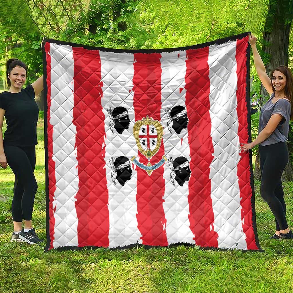 Italy Sardinia Quilt Moor's Head With Coat Of Arms - Wonder Print Shop