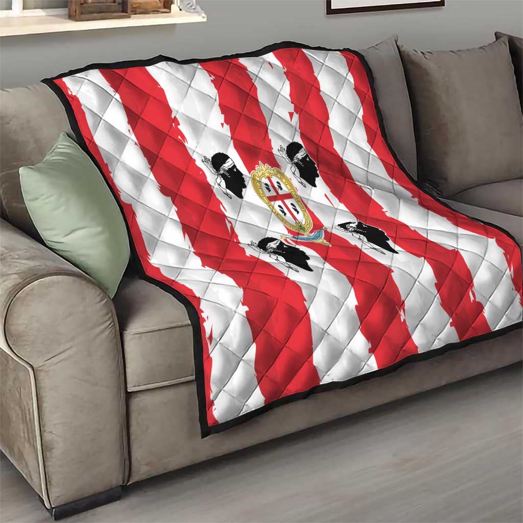 Italy Sardinia Quilt Moor's Head With Coat Of Arms - Wonder Print Shop