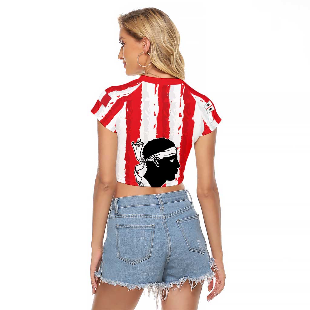 Italy Sardinia Raglan Cropped T Shirt Moor's Head With Coat Of Arms LT19