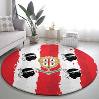 Italy Sardinia Round Carpet Moor's Head With Coat Of Arms - Wonder Print Shop