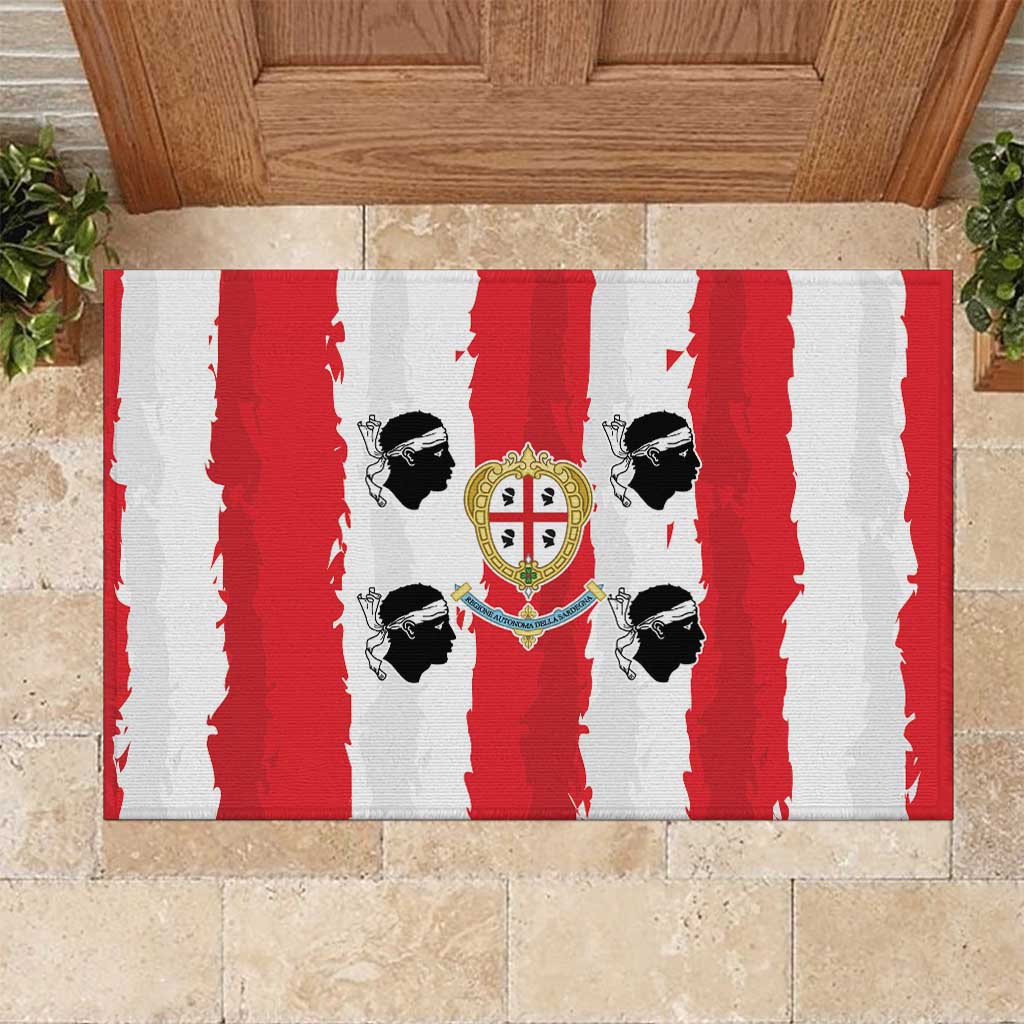 Italy Sardinia Rubber Doormat Moor's Head With Coat Of Arms - Wonder Print Shop
