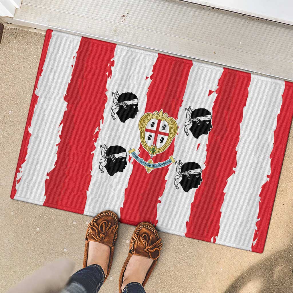 Italy Sardinia Rubber Doormat Moor's Head With Coat Of Arms - Wonder Print Shop