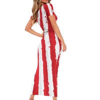 Italy Sardinia Short Sleeve Bodycon Dress Moor's Head With Coat Of Arms LT19