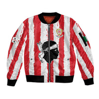 Italy Sardinia Sleeve Zip Bomber Jacket Moor's Head With Coat Of Arms LT19