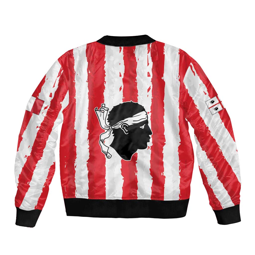 Italy Sardinia Sleeve Zip Bomber Jacket Moor's Head With Coat Of Arms LT19