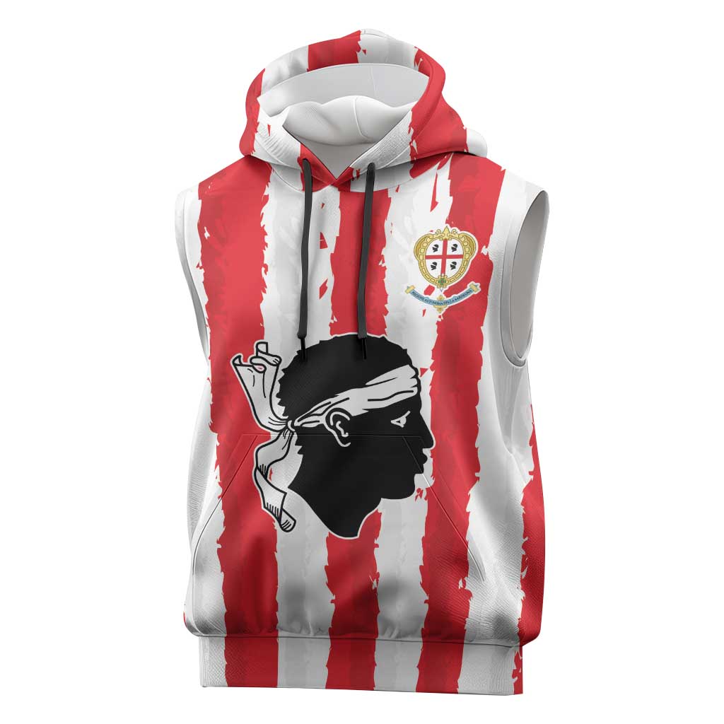 Italy Sardinia Sleeveless Hoodie Moor's Head With Coat Of Arms - Wonder Print Shop