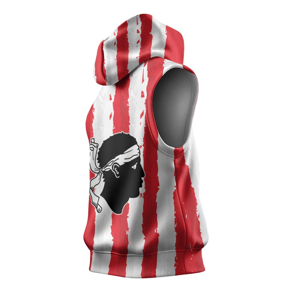 Italy Sardinia Sleeveless Hoodie Moor's Head With Coat Of Arms - Wonder Print Shop