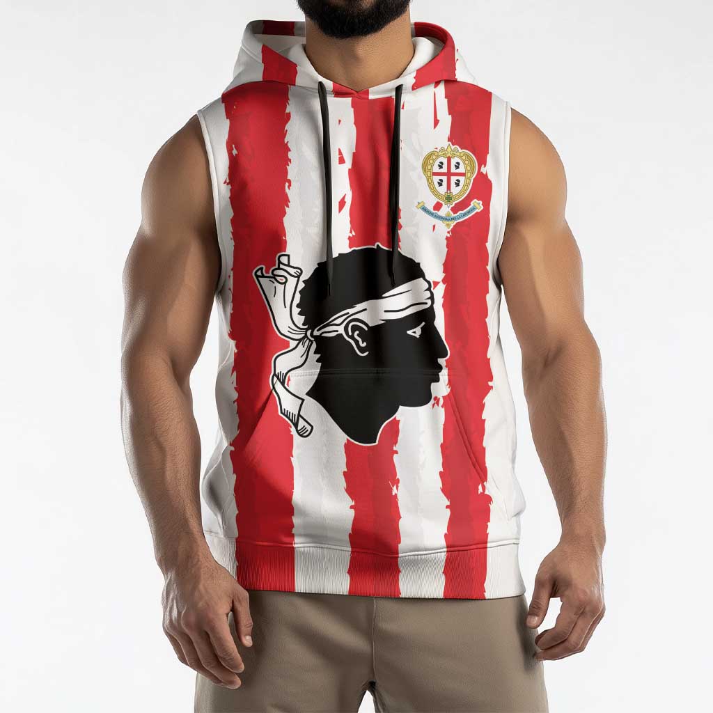 Italy Sardinia Sleeveless Hoodie Moor's Head With Coat Of Arms - Wonder Print Shop