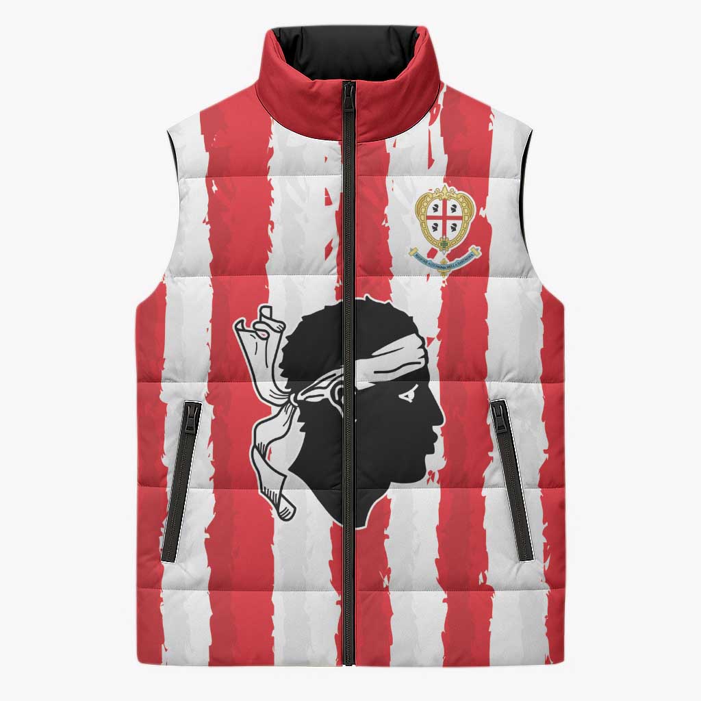 Italy Sardinia Sleeveless Puffer Jacket Moor's Head With Coat Of Arms - Wonder Print Shop