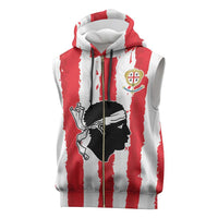Italy Sardinia Sleeveless Zip Hoodie Moor's Head With Coat Of Arms - Wonder Print Shop