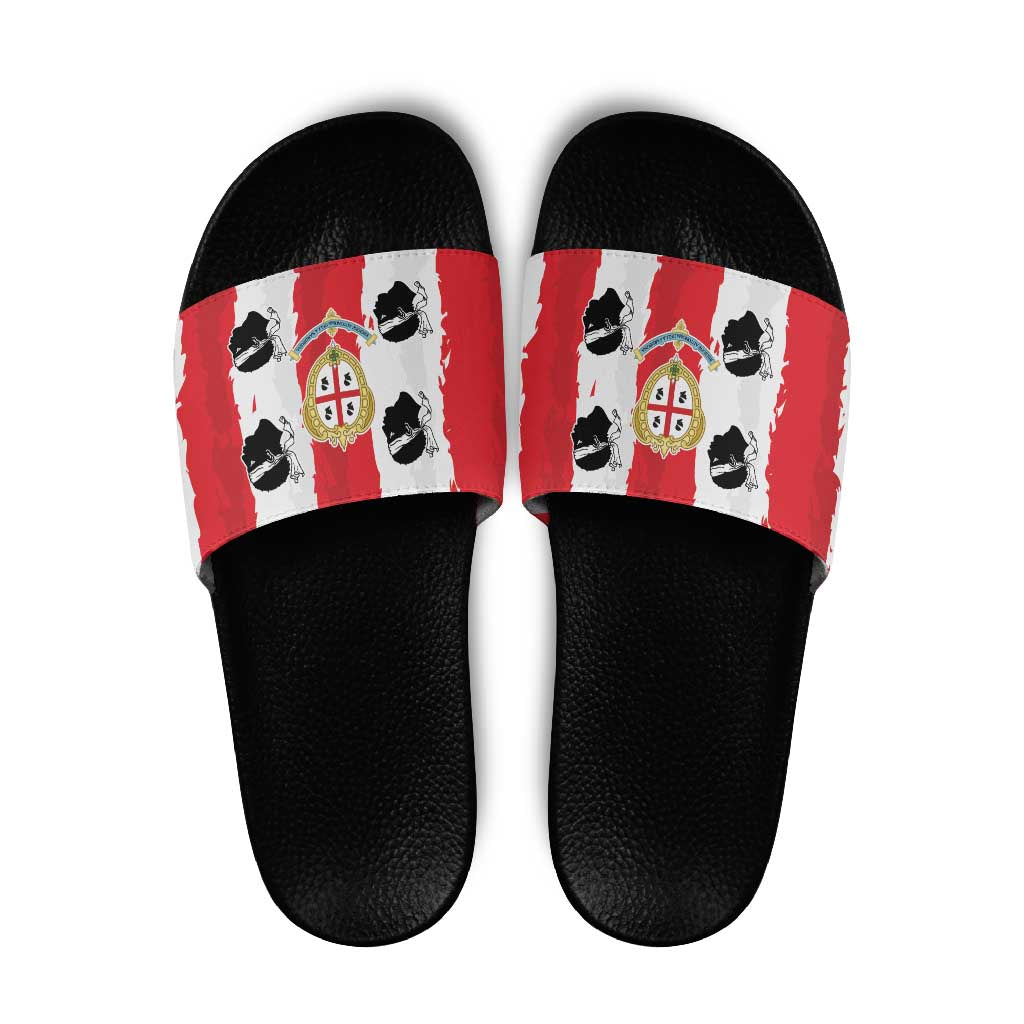 Italy Sardinia Slide Sandals Moor's Head With Coat Of Arms - Wonder Print Shop