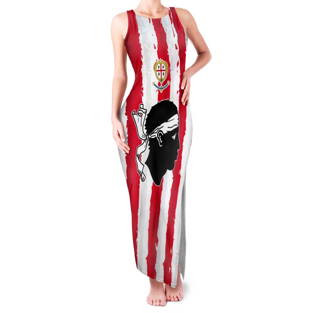 Italy Sardinia Tank Maxi Dress Moor's Head With Coat Of Arms LT19