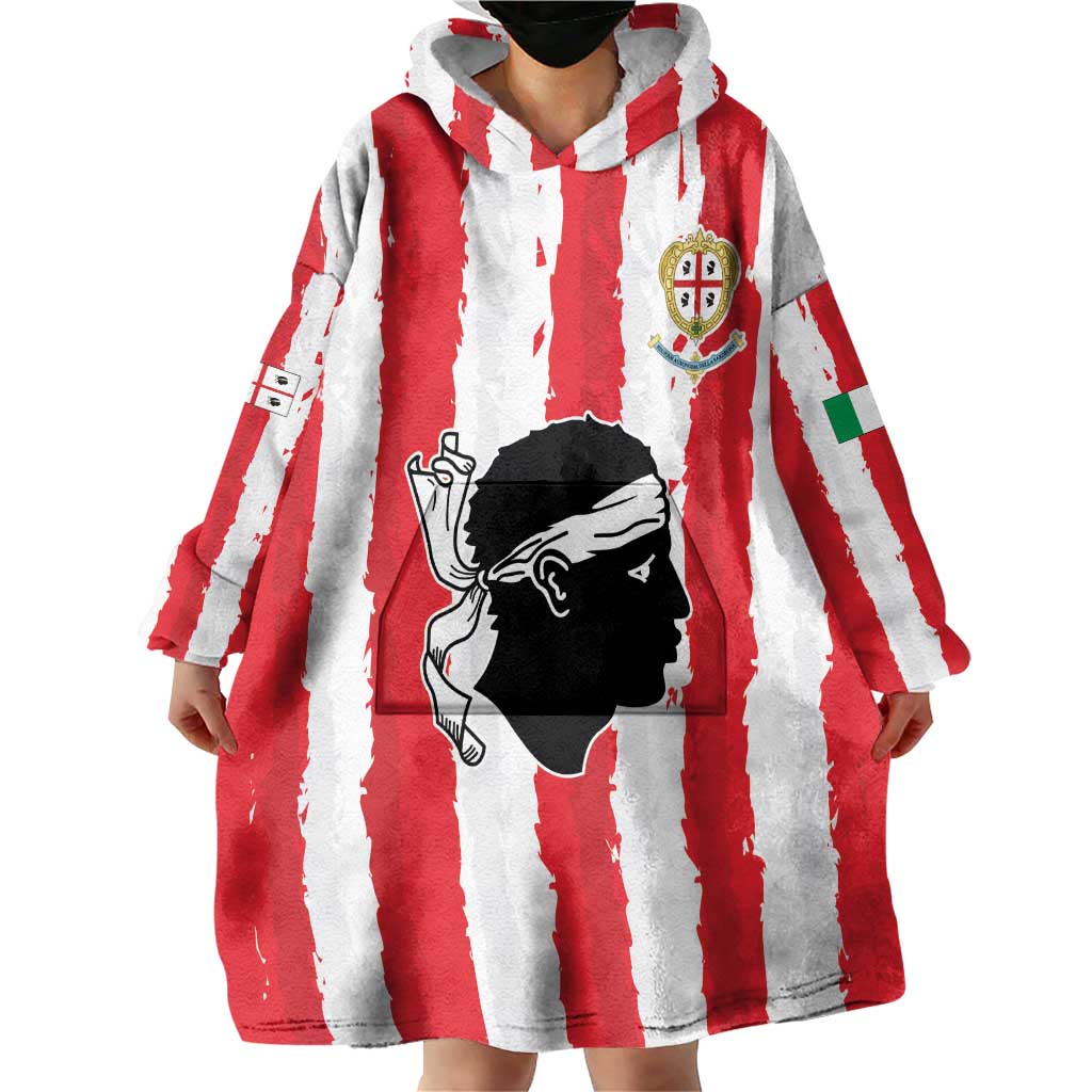 Italy Sardinia Wearable Blanket Hoodie Moor's Head With Coat Of Arms LT19