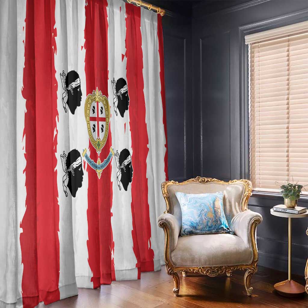 Italy Sardinia Window Curtain Moor's Head With Coat Of Arms - Wonder Print Shop