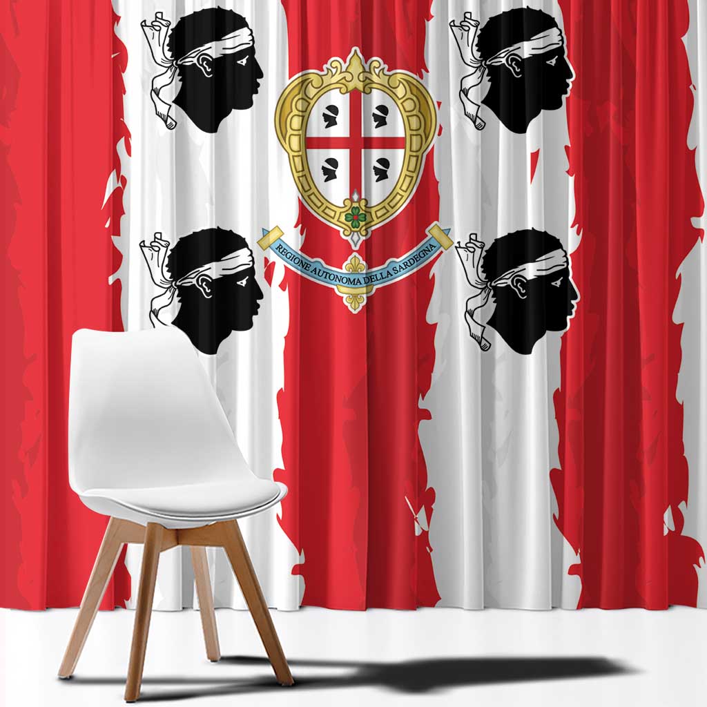 Italy Sardinia Window Curtain Moor's Head With Coat Of Arms - Wonder Print Shop
