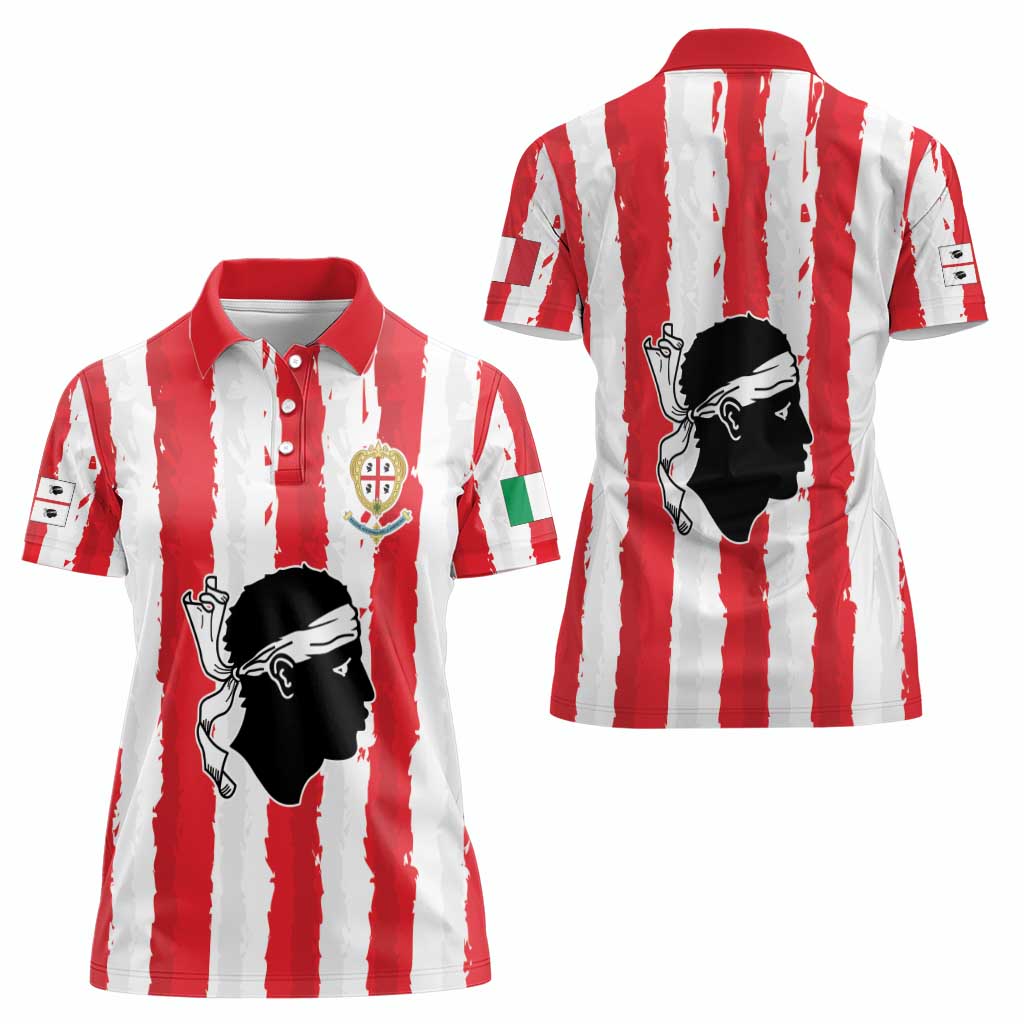 Italy Sardinia Women Polo Shirt Moor's Head With Coat Of Arms LT19