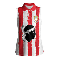 Italy Sardinia Women Sleeveless Polo Shirt Moor's Head With Coat Of Arms LT19