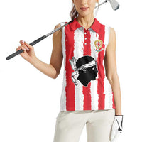 Italy Sardinia Women Sleeveless Polo Shirt Moor's Head With Coat Of Arms LT19