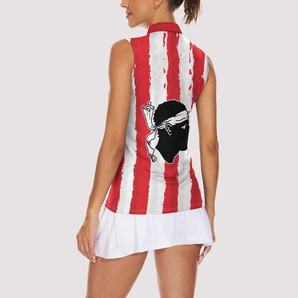 Italy Sardinia Women Sleeveless Polo Shirt Moor's Head With Coat Of Arms LT19