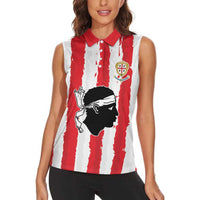 Italy Sardinia Women Sleeveless Polo Shirt Moor's Head With Coat Of Arms LT19