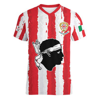 Italy Sardinia Women V-Neck T-Shirt Moor's Head With Coat Of Arms LT19