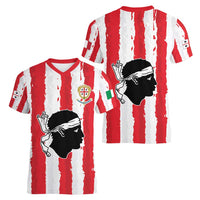 Italy Sardinia Women V-Neck T-Shirt Moor's Head With Coat Of Arms LT19