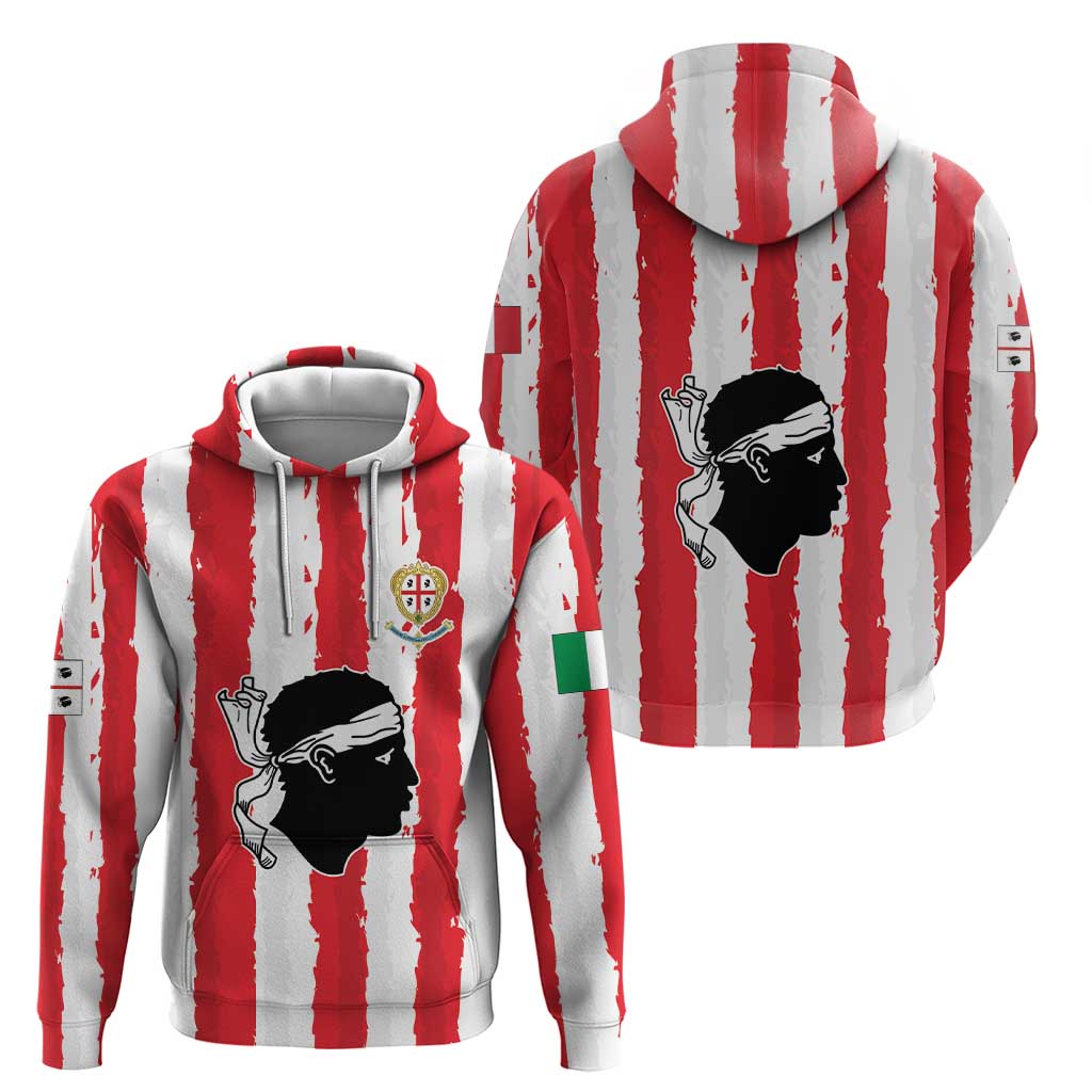 Italy Sardinia Zip Hoodie Moor's Head With Coat Of Arms LT19