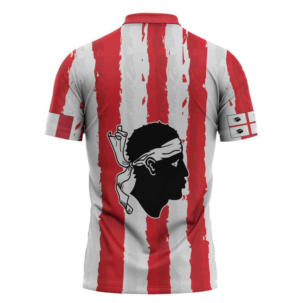 Italy Sardinia Zipper Polo Shirt Moor's Head With Coat Of Arms - Wonder Print Shop