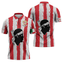 Italy Sardinia Zipper Polo Shirt Moor's Head With Coat Of Arms - Wonder Print Shop