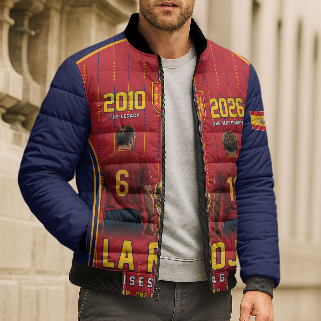 Custom Spain La Roja Football Bomber Puffer Jacket 2010 Legacy 2026 Next Chapter