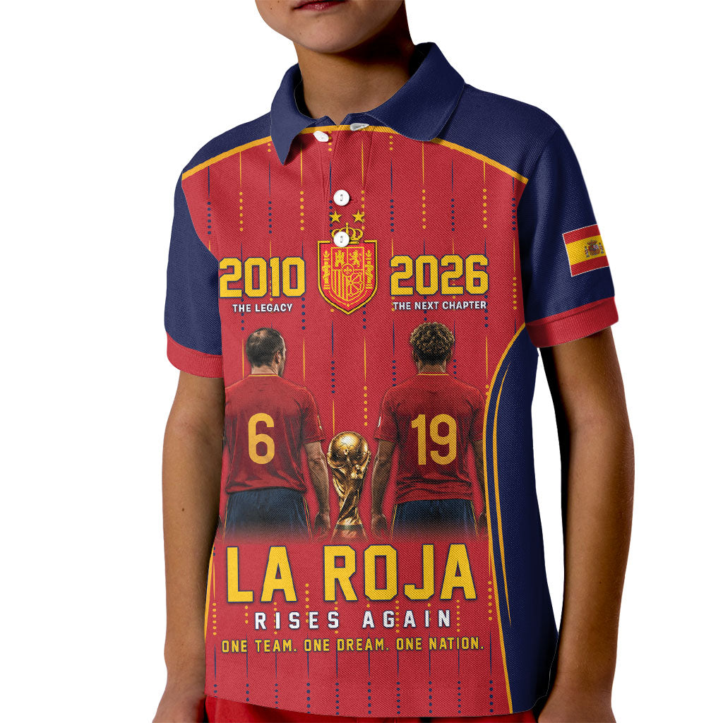 Custom Spain La Roja Football Kid Polo Shirt 2010 Legacy 2026 Next Chapter