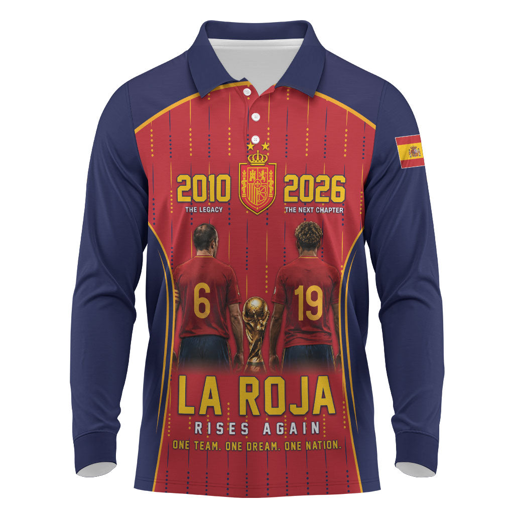 Custom Spain La Roja Football Long Sleeve Polo Shirt 2010 Legacy 2026 Next Chapter