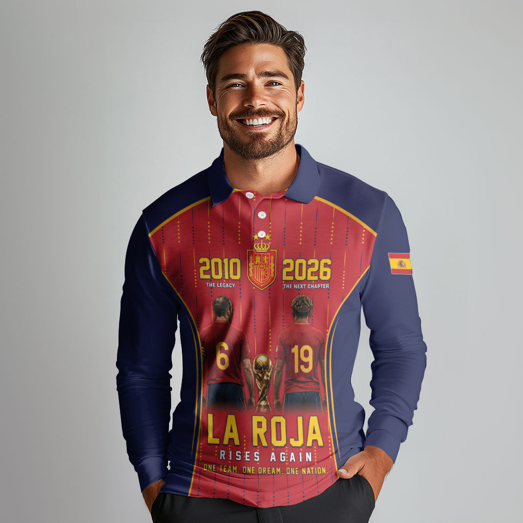 Custom Spain La Roja Football Long Sleeve Polo Shirt 2010 Legacy 2026 Next Chapter