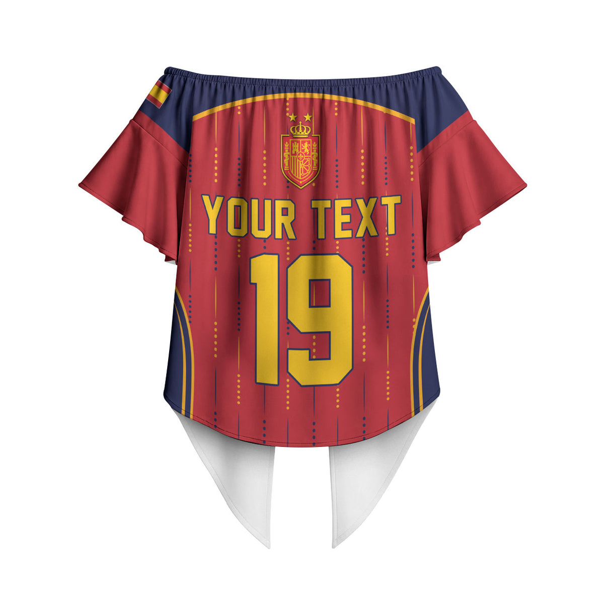 Custom Spain La Roja Football Off Shoulder Wrap Waist Top 2010 Legacy 2026 Next Chapter