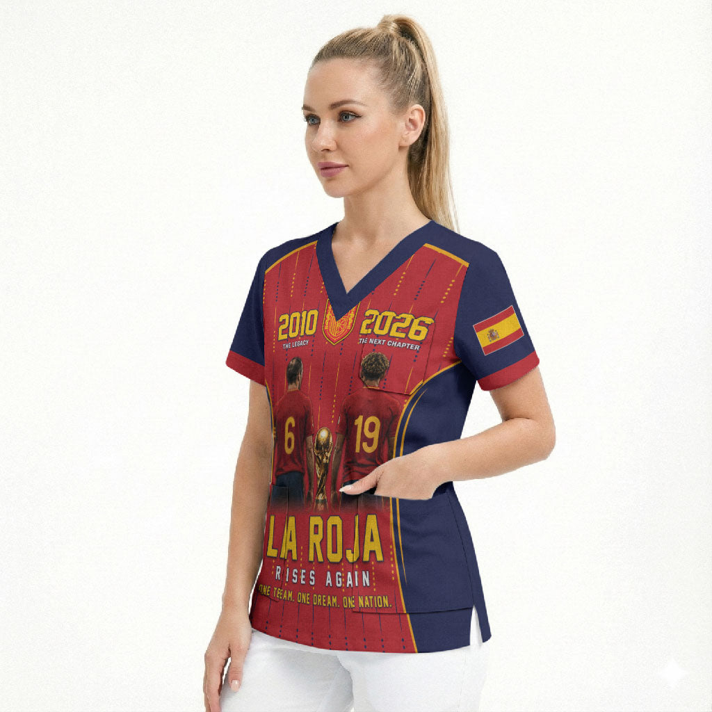 Custom Spain La Roja Football Scrub Top 2010 Legacy 2026 Next Chapter