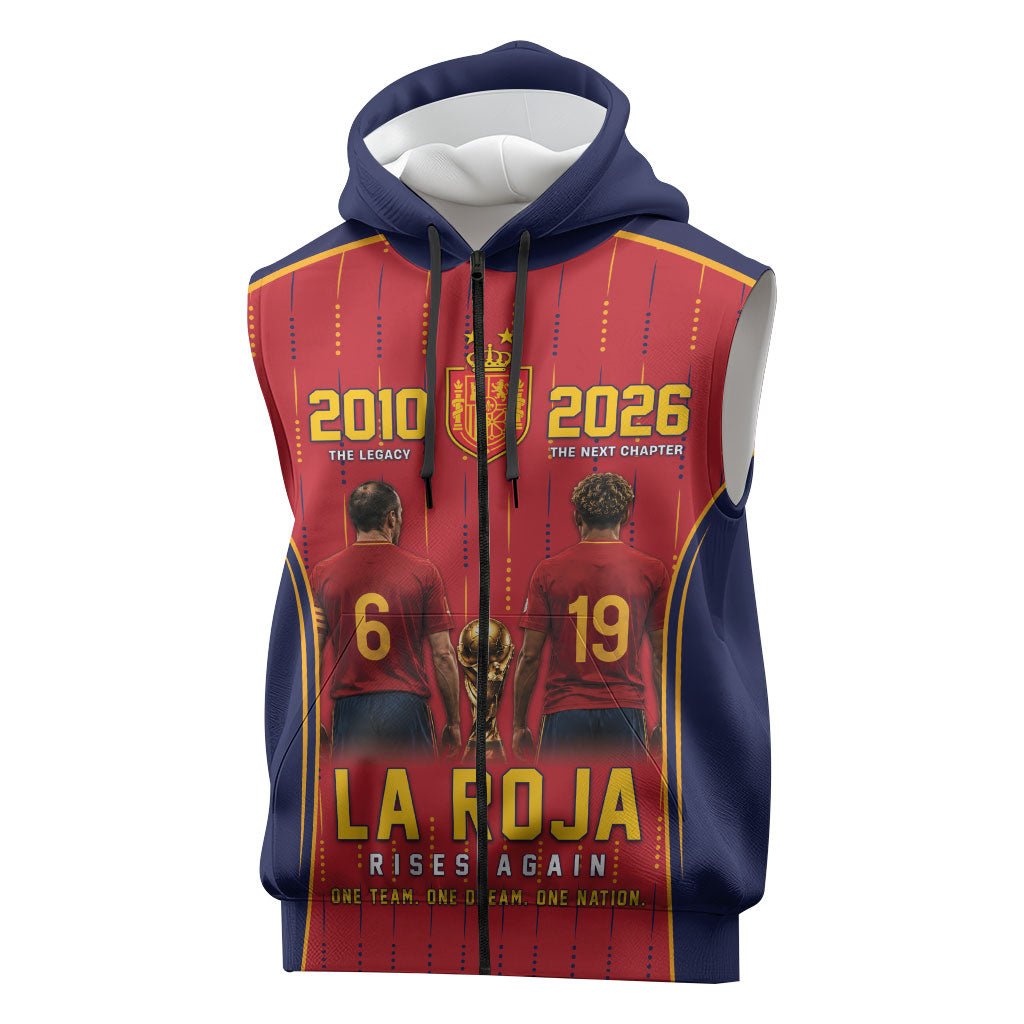 Custom Spain La Roja Football Sleeveless Zip Hoodie 2010 Legacy 2026 Next Chapter