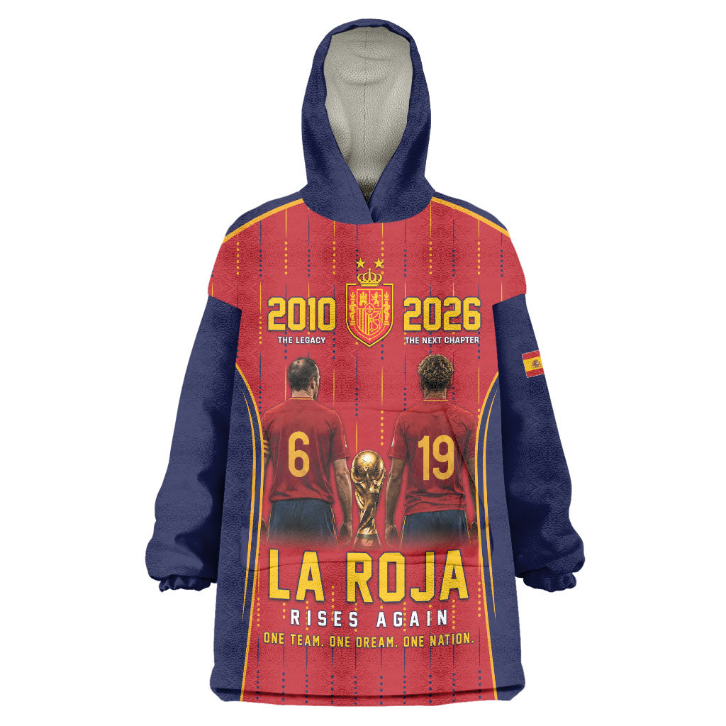 Custom Spain La Roja Football Wearable Blanket Hoodie 2010 Legacy 2026 Next Chapter