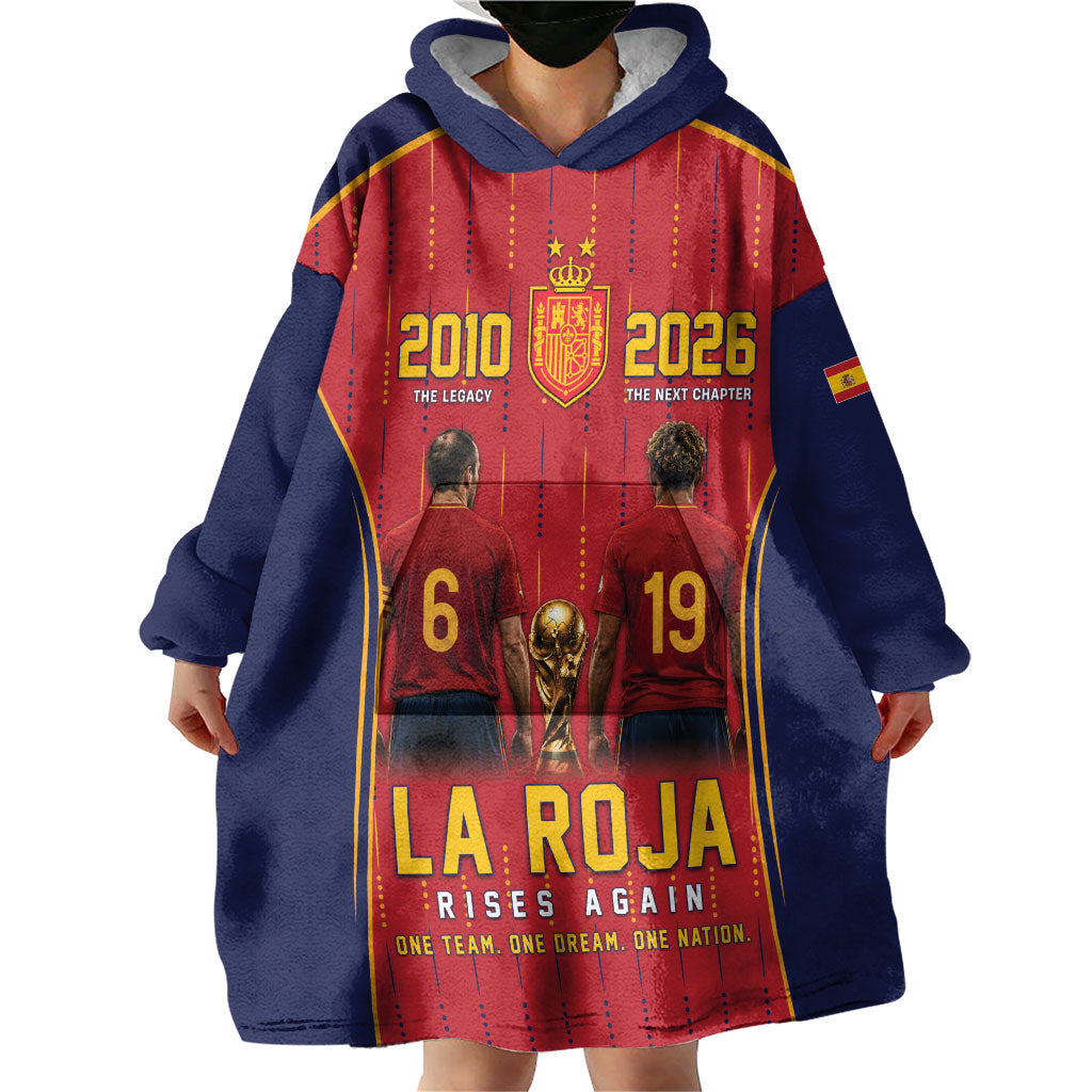 Custom Spain La Roja Football Wearable Blanket Hoodie 2010 Legacy 2026 Next Chapter