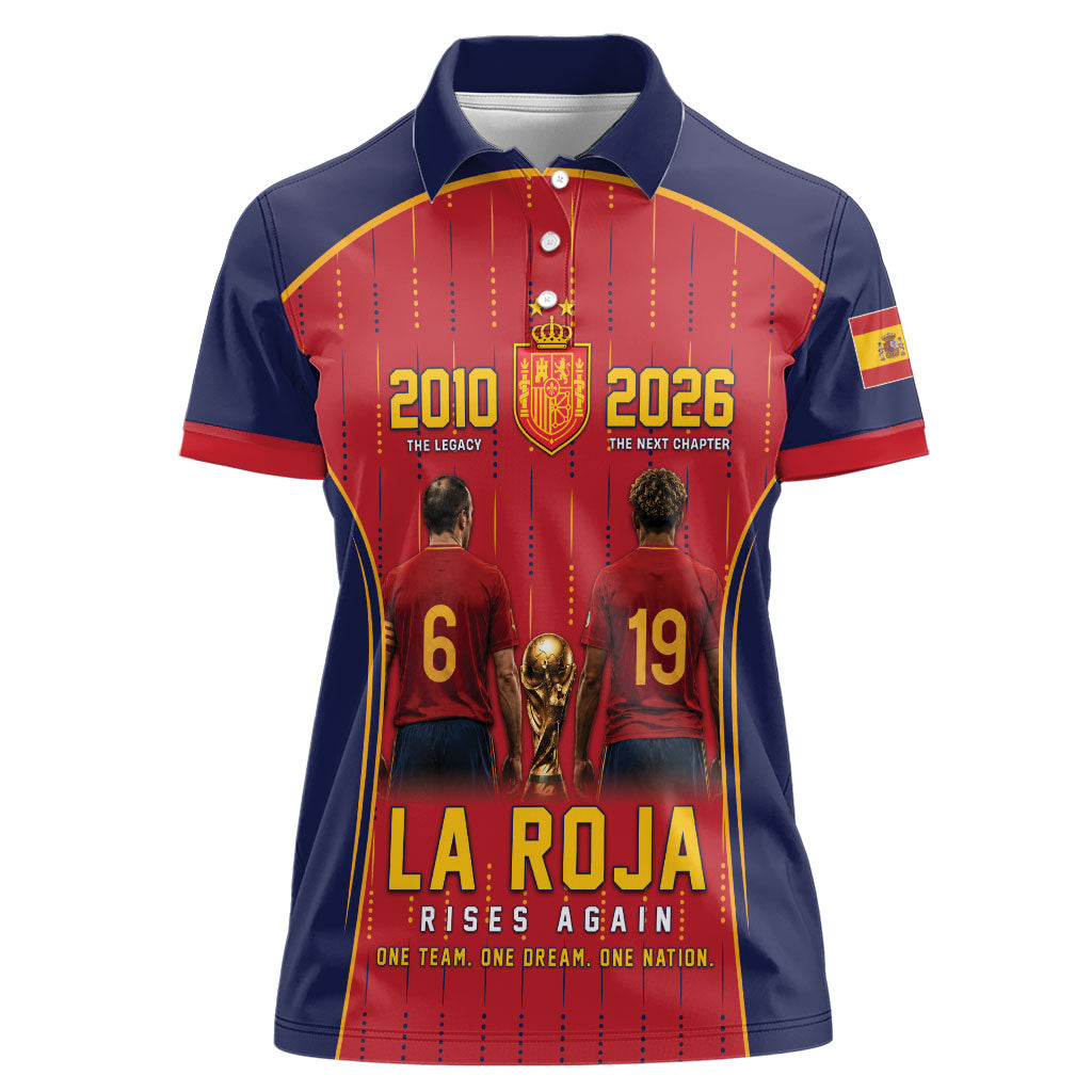 Custom Spain La Roja Football Women Polo Shirt 2010 Legacy 2026 Next Chapter