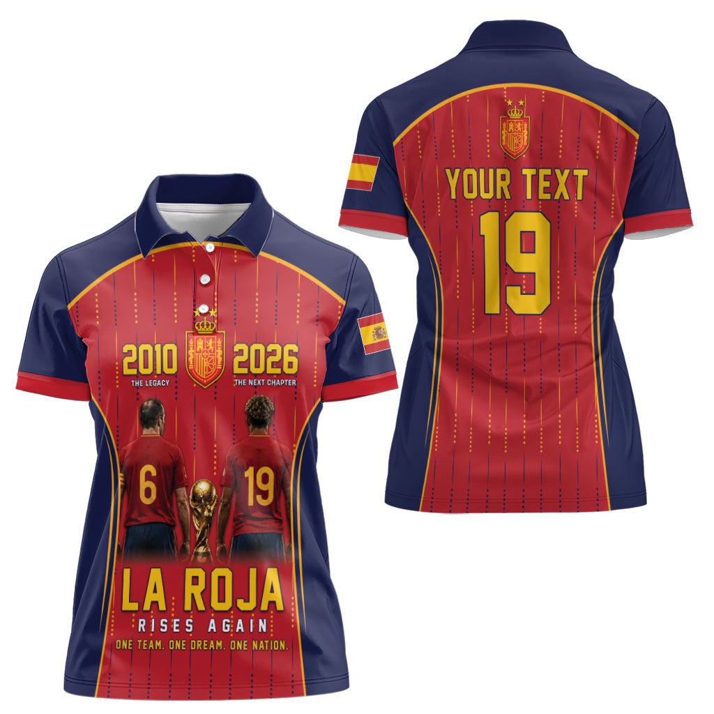 Custom Spain La Roja Football Women Polo Shirt 2010 Legacy 2026 Next Chapter