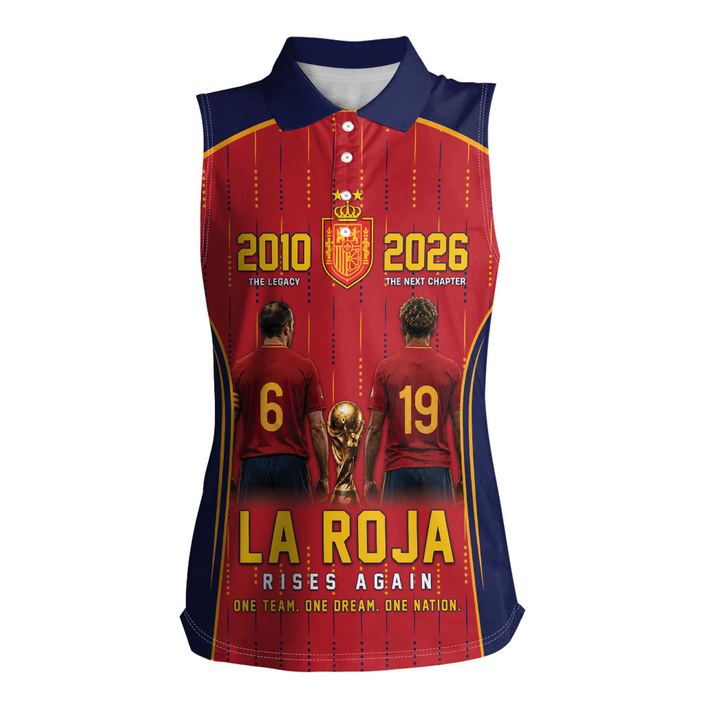 Custom Spain La Roja Football Women Sleeveless Polo Shirt 2010 Legacy 2026 Next Chapter