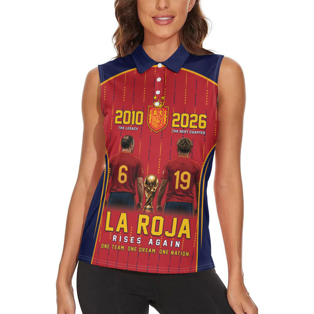 Custom Spain La Roja Football Women Sleeveless Polo Shirt 2010 Legacy 2026 Next Chapter