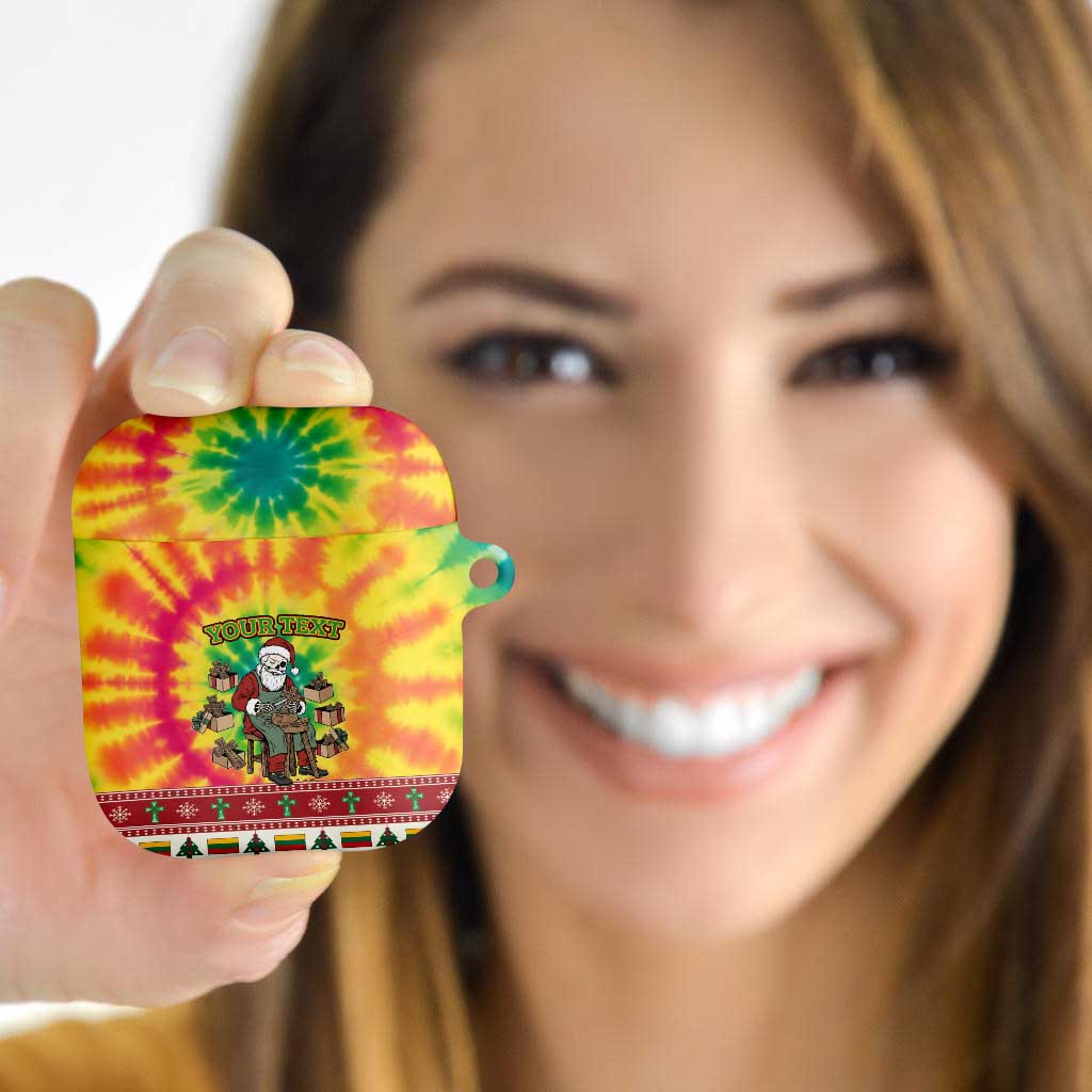 Personalized Lithuania Christmas AirPods Case Skeleton Cross Tie-Dye Vintage - Wonder Print Shop