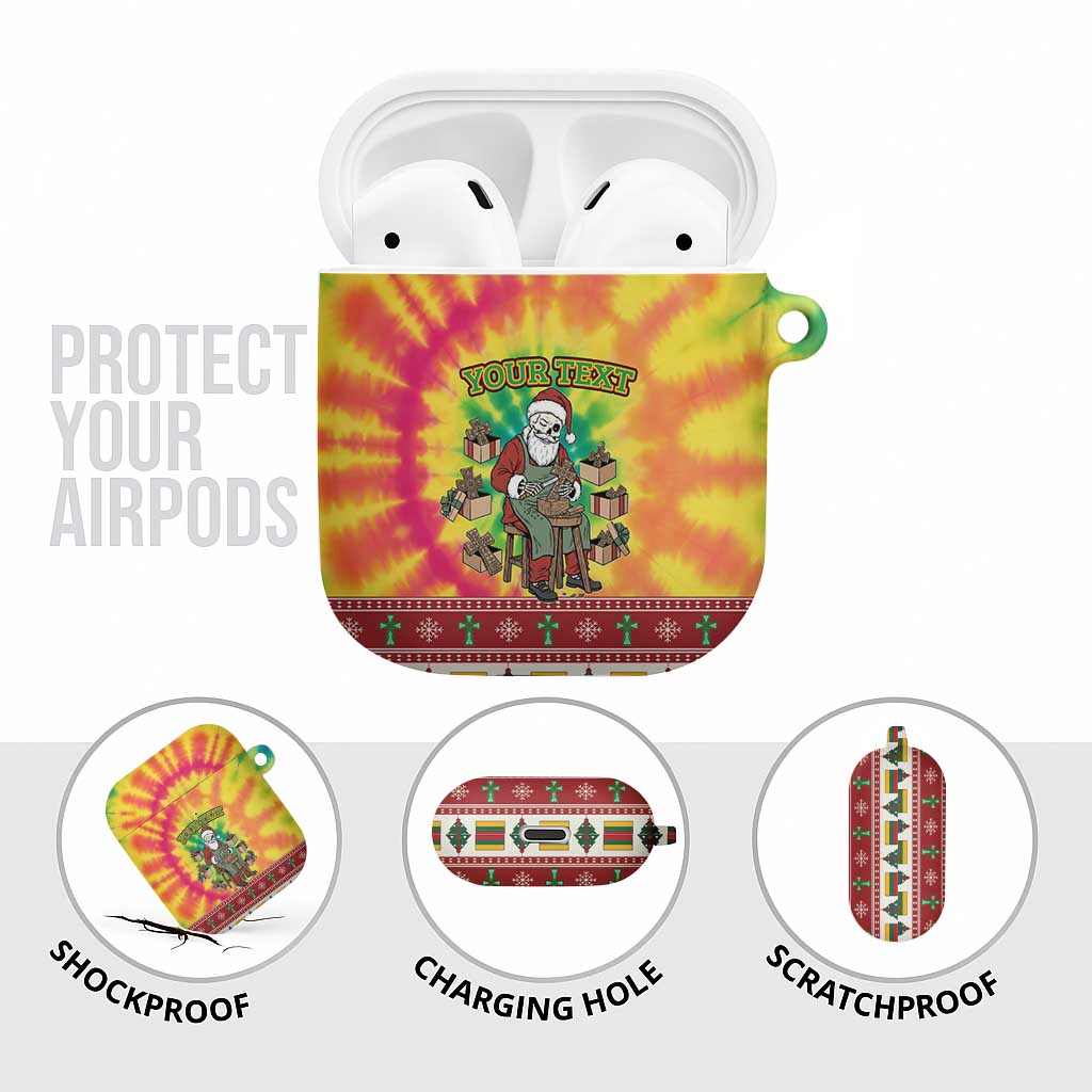 Personalized Lithuania Christmas AirPods Case Skeleton Cross Tie-Dye Vintage - Wonder Print Shop